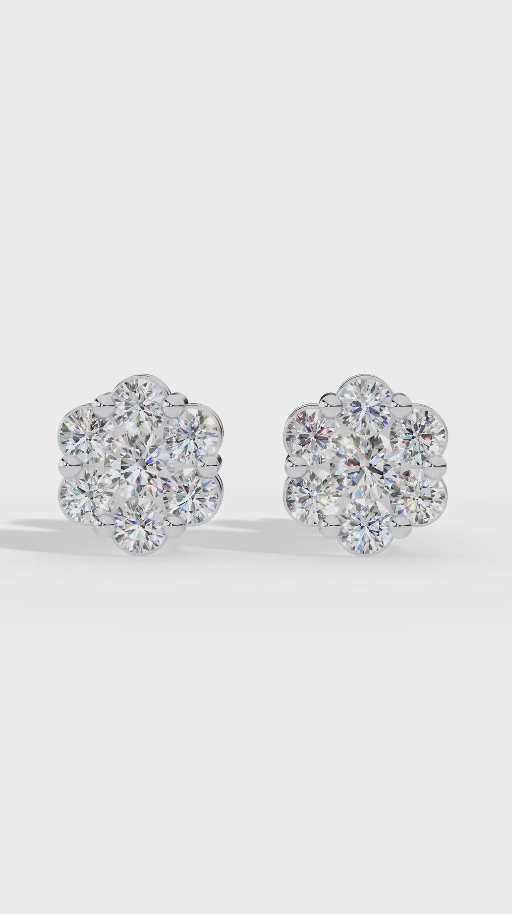 Brilliant Round Cut In Cluster Lab Grown Diamond Stud Earrings