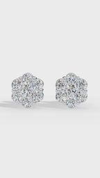 Brilliant Round Cut In Cluster Lab Grown Diamond Stud Earrings
