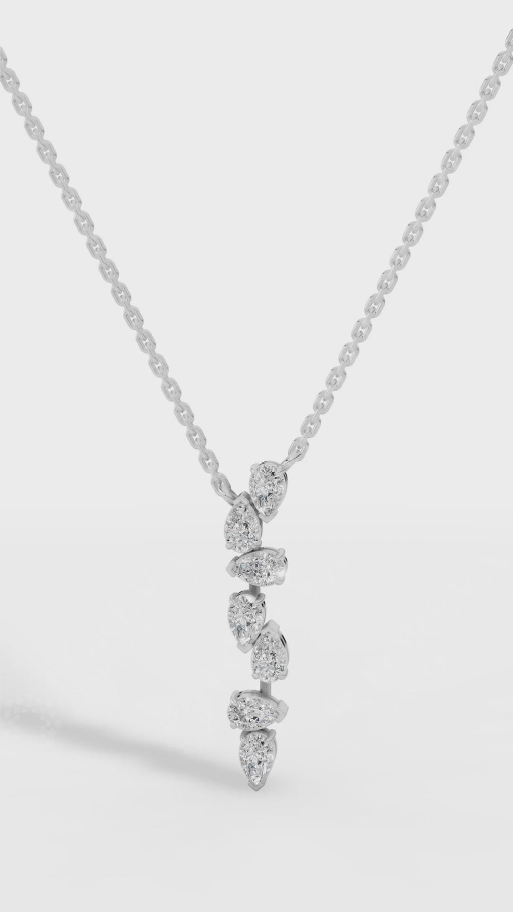 Cascading Pear Drop Pendant With Stunning Pear Cut With Chain 925 Sterling Silver 0.6 CTW