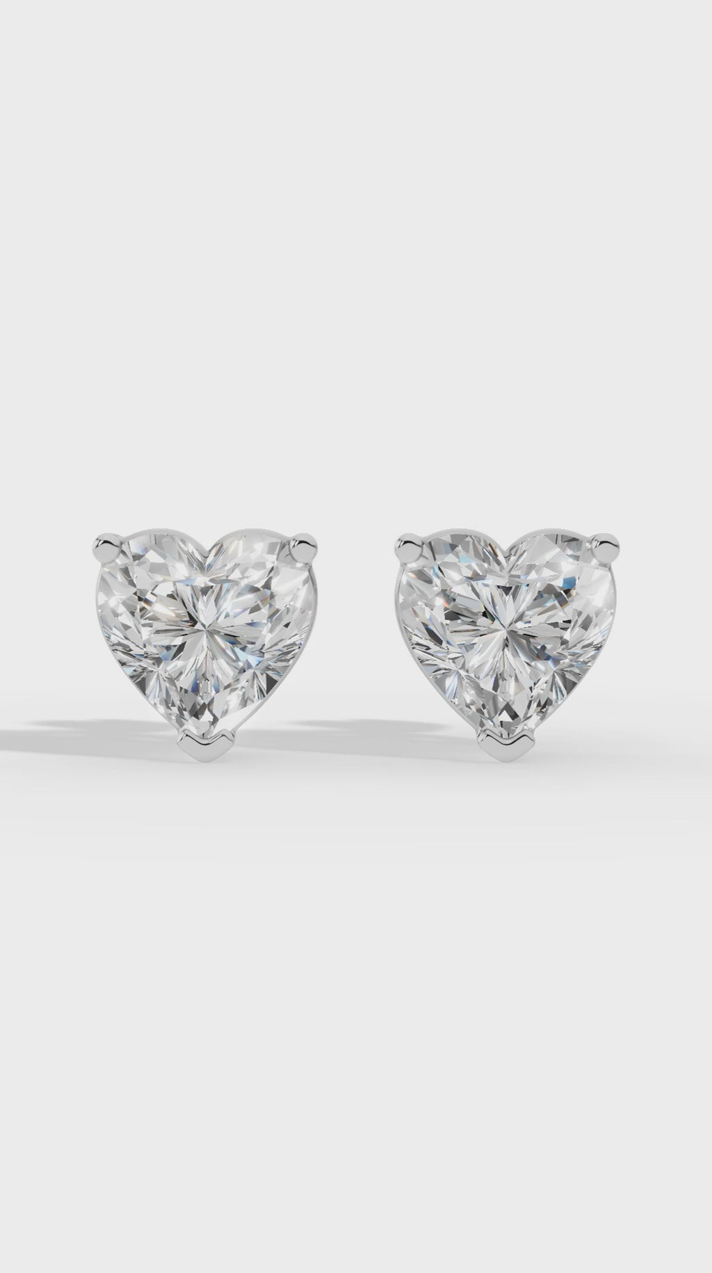 Heart Cut Solitaire Stud Earrings 10K White Gold 2.14 CTW