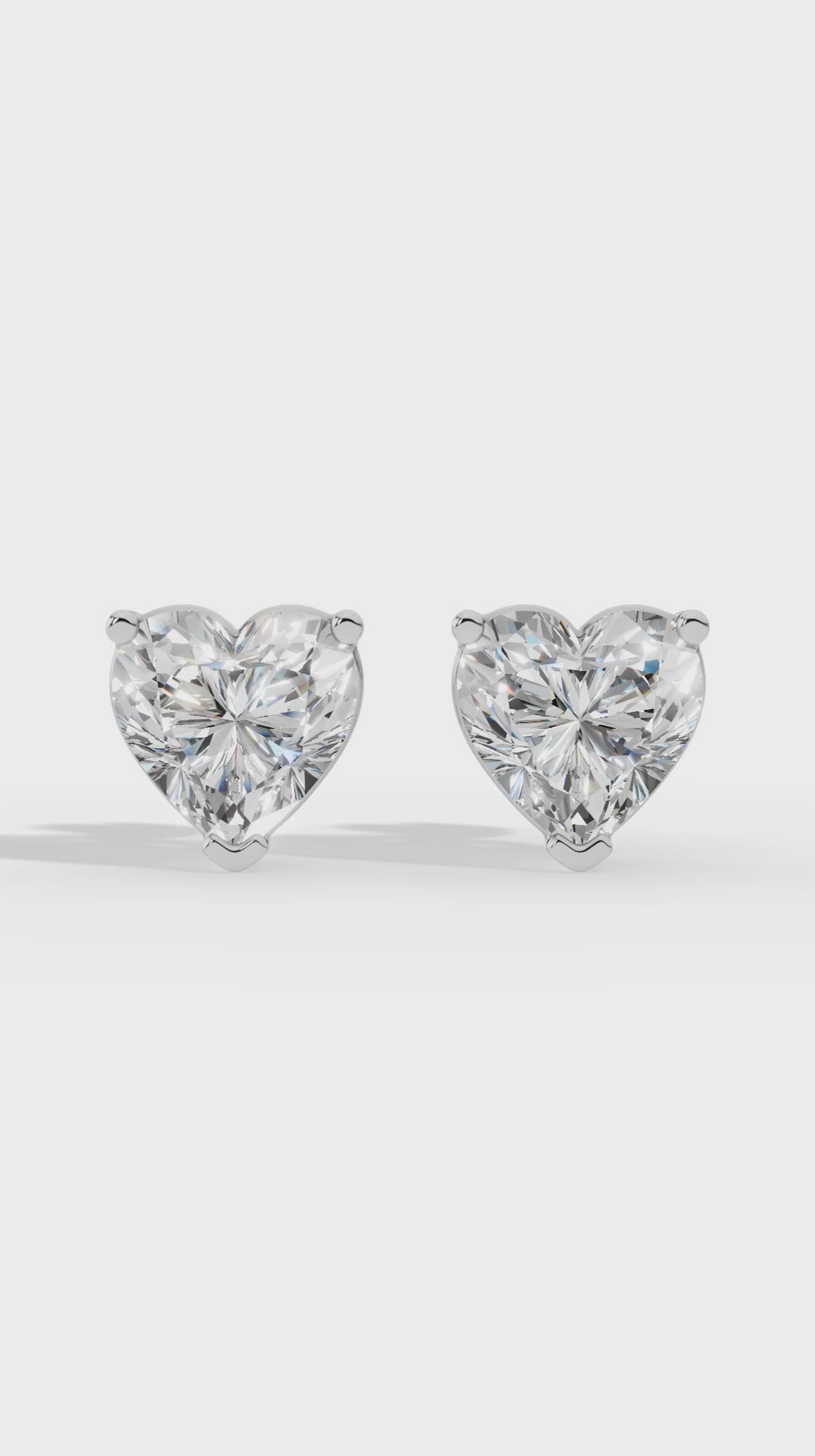 Heart Cut Solitaire Stud Earrings 925 Sterling Silver 2.14 CTW