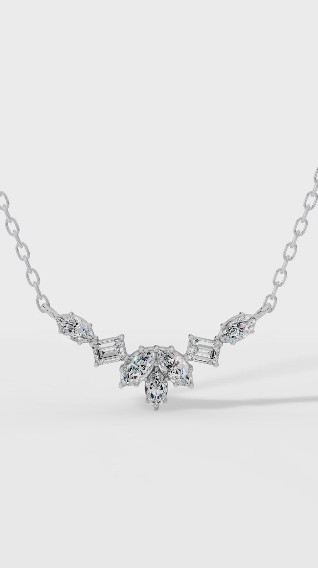 Fancy Leaf Emerald And Marquise Cut Necklace With Chain 925 Sterling Silver 1.6 CTW