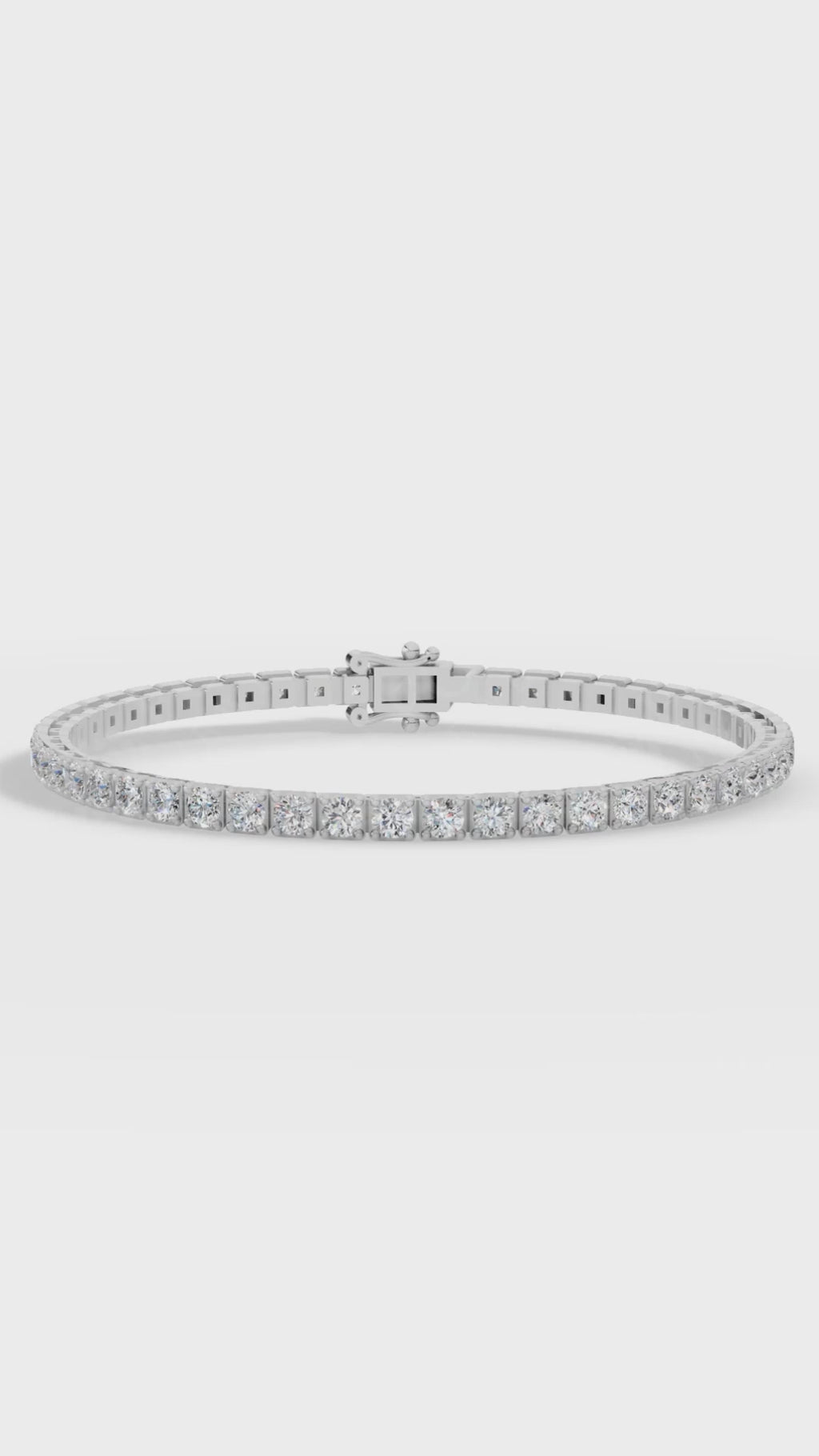 7" Round Cut Tennis Bracelet Lab Grown Diamonds 18K White Gold 4.4 CTW