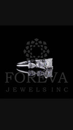 PRINCESS CROWN RING EMBRACED BY PEAR CUT SOLITAIRE LAB GROWN DIAMOND