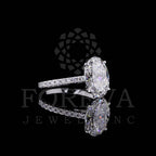 ENGAGEMENT RING WITH OVAL & ROUND CUT SOLITAIRE LAB GROWN DIAMOND