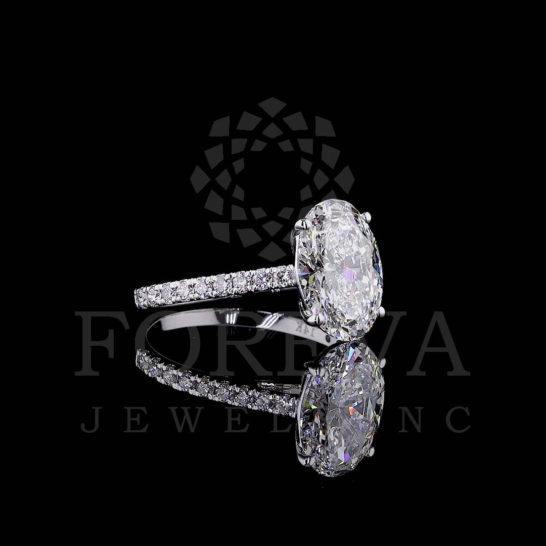 ENGAGEMENT RING WITH OVAL & ROUND CUT SOLITAIRE LAB GROWN DIAMOND