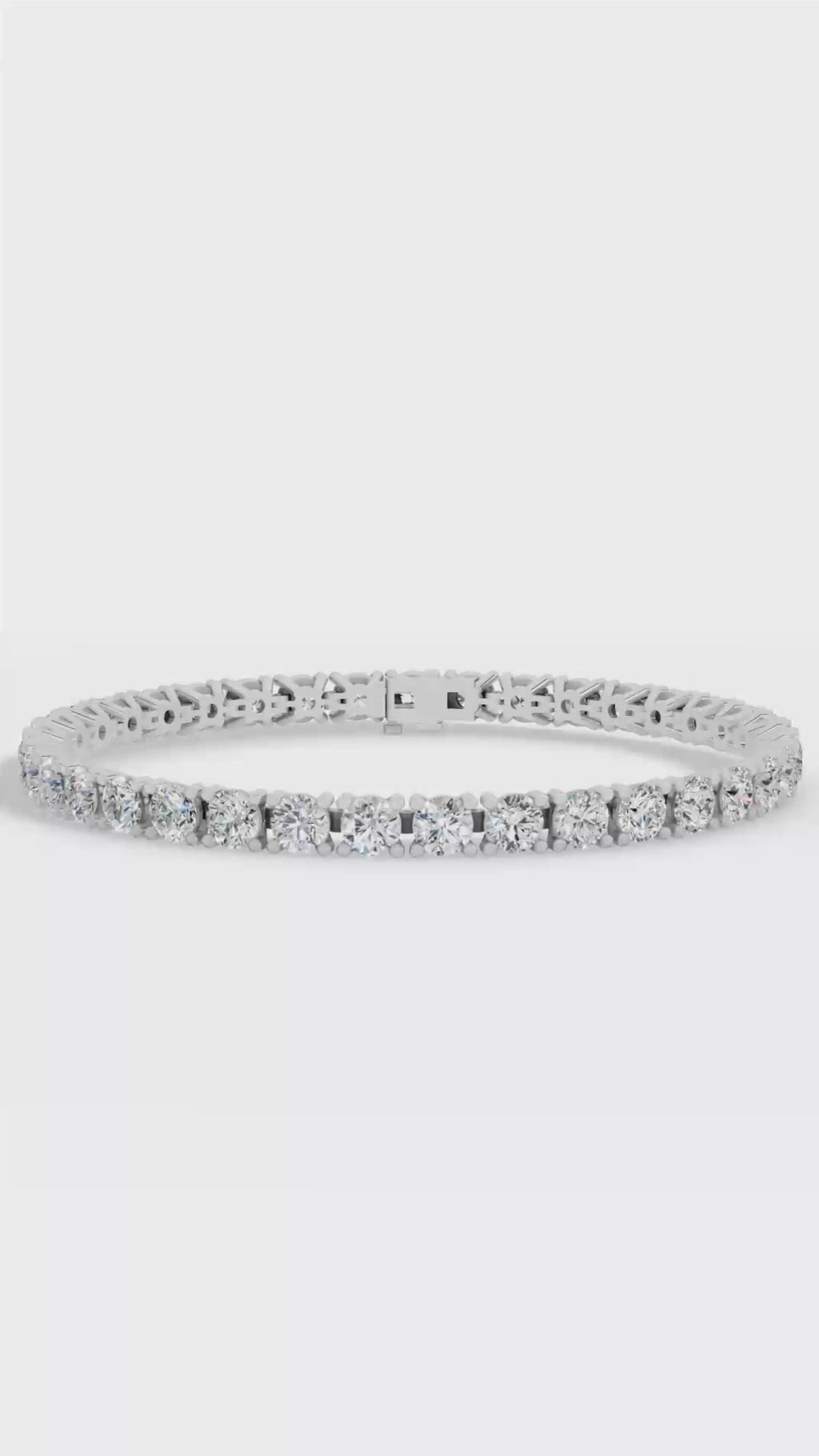 Elongated Four Prong Round Tennis Bracelet Moissanite and Sterling Silver 12.4 CTW