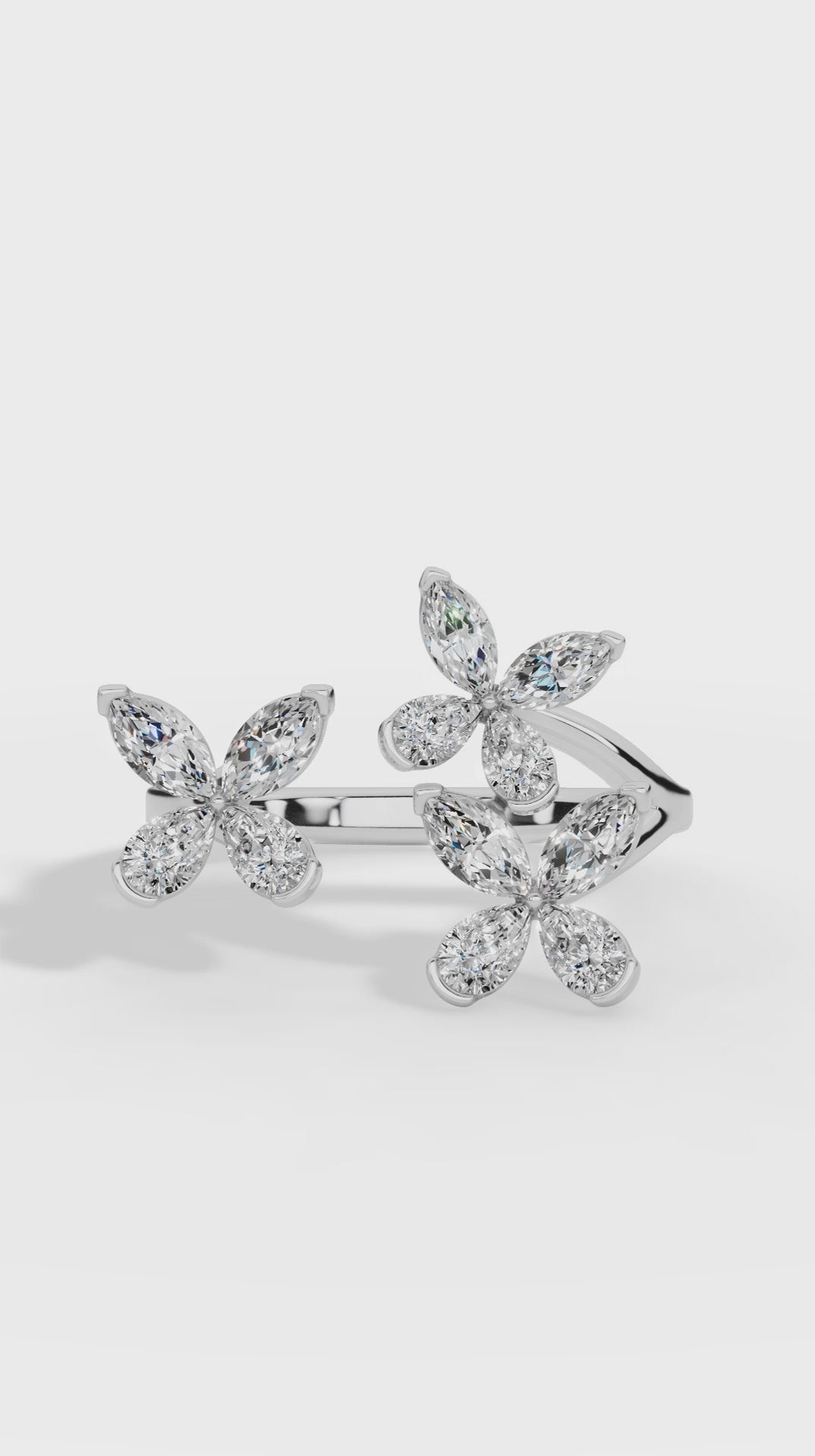 CLASSIC BUTTERFLY RING IN PEAR & MARQUISE CUT SOLITAIRE LAB GROWN DIAMOND