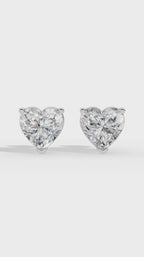 Heart Cut Solitaire Lab-Grown Diamond Stud Earrings