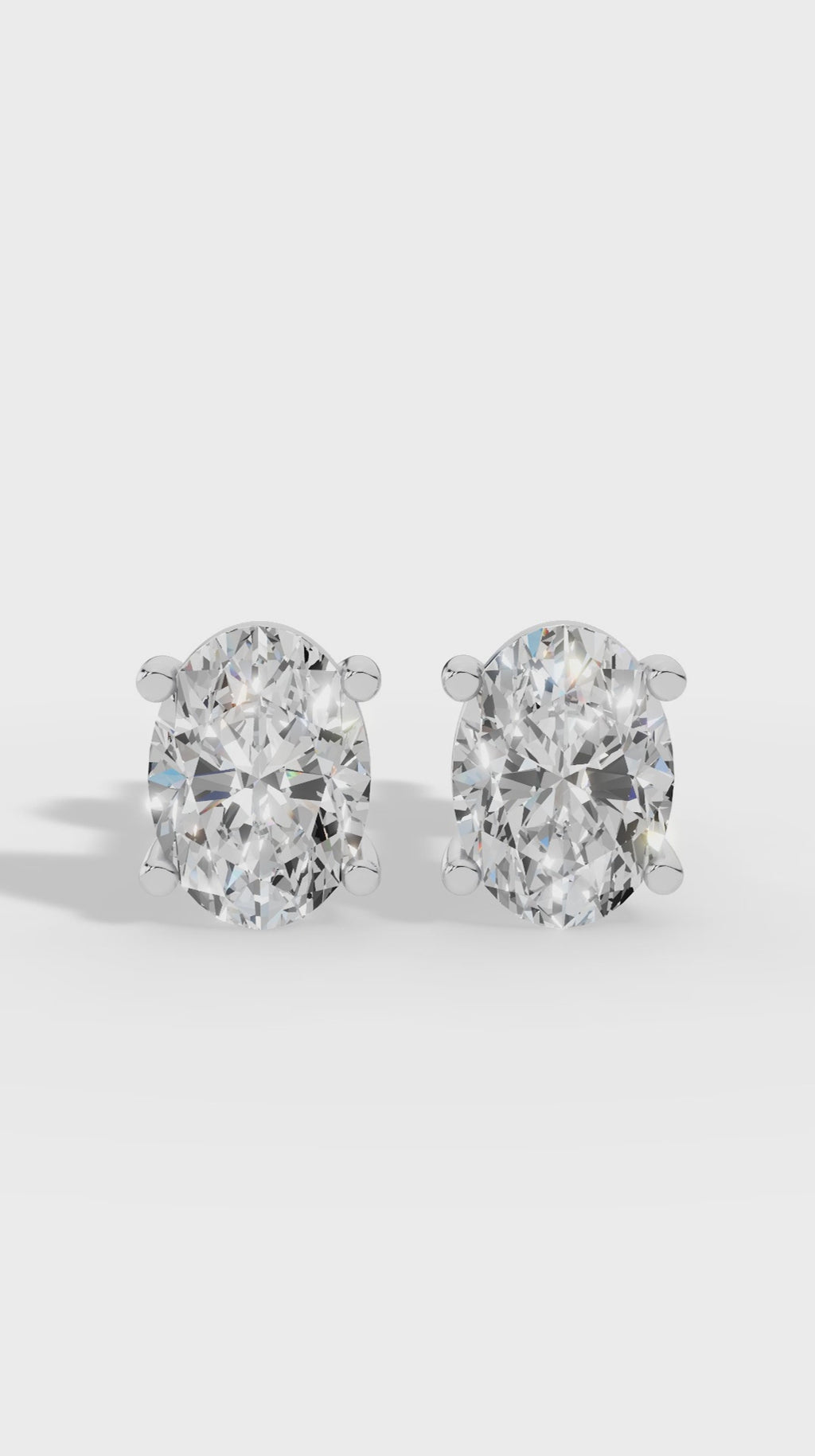Oval Cut Four Prong Solitaire Stud Earrings 10K Rose Gold 3.0 CTW