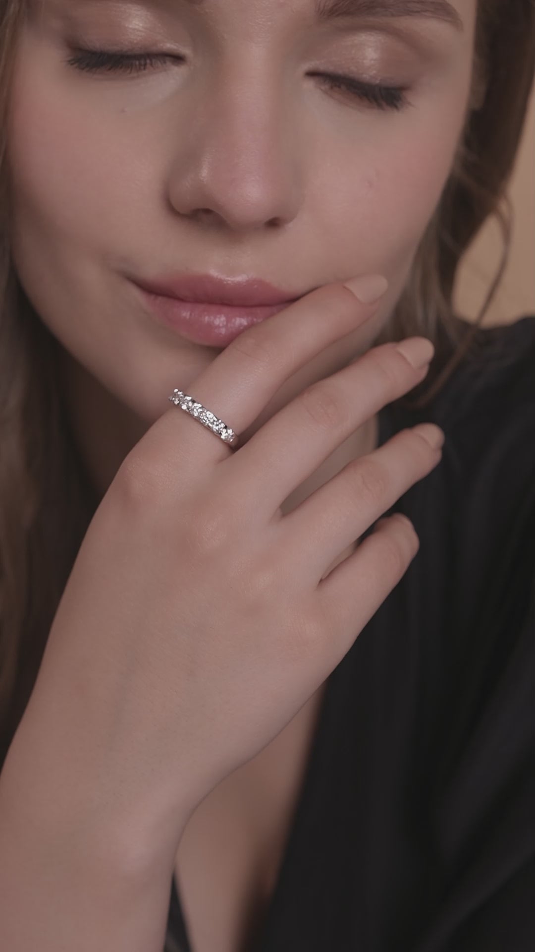 Round Lab Grown Diamond Semi Eternity Ring in 10K White Gold 1.07 CTW