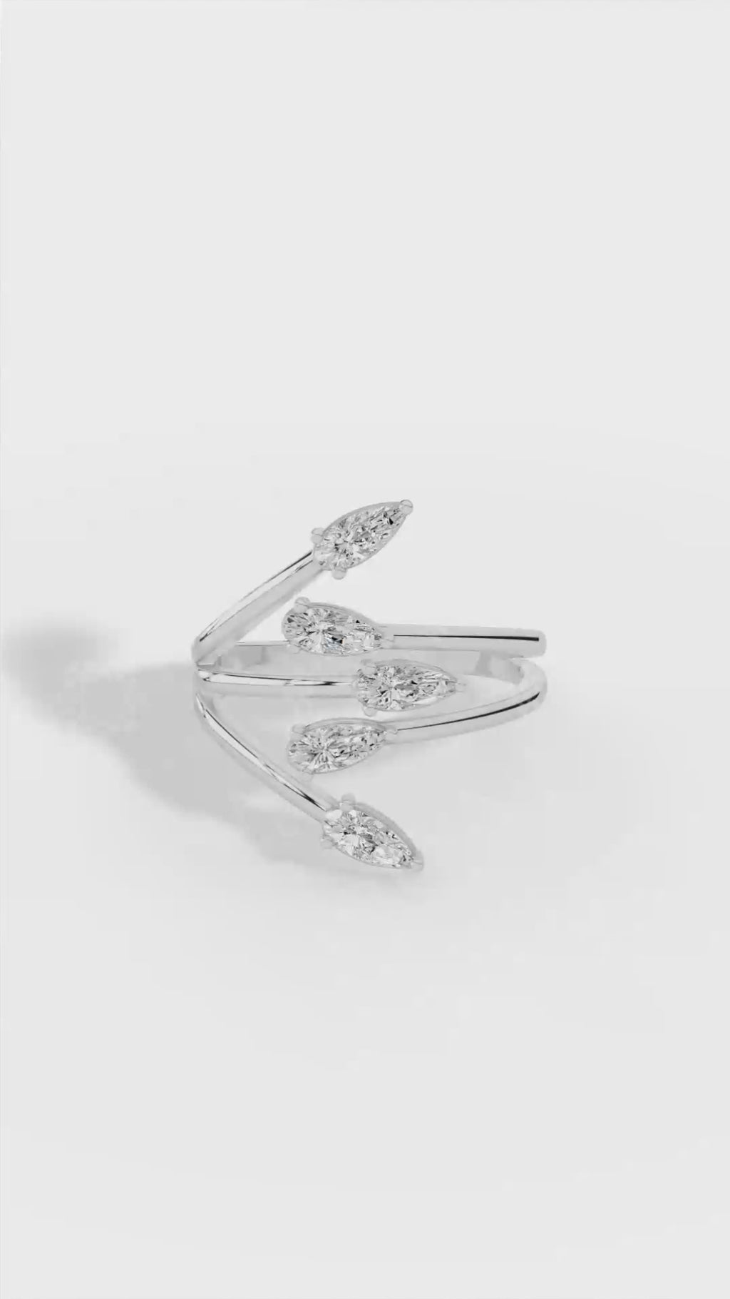 Branch & Leaf Multi Stone Bypass Pear Cut Wedding Ring 10K Rose Gold 0.6 CTW
