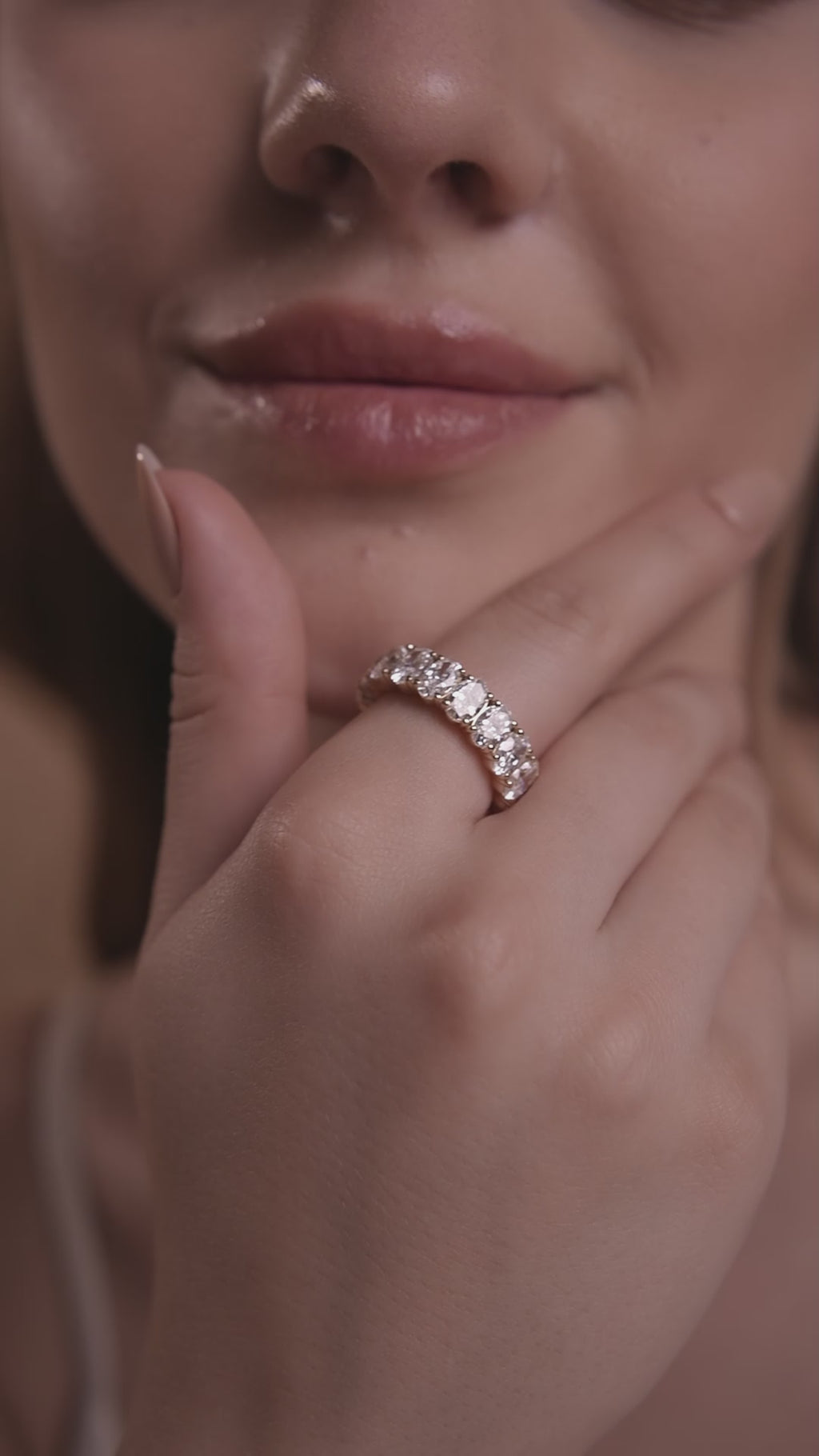 Oval Lab Grown Diamond Eternity Band in 10K White Gold 8 CTW
