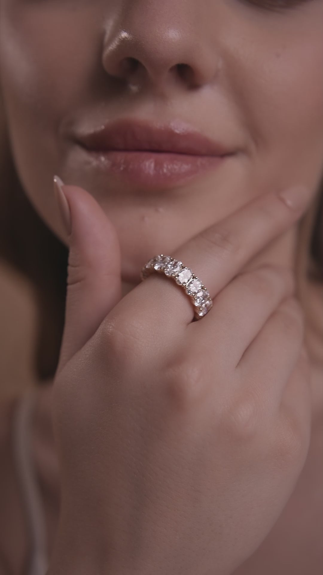 Oval Lab Grown Diamond Eternity Band in 10K White Gold 8 CTW