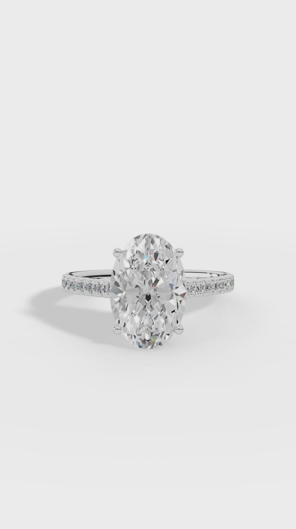 Engagement Ring With Oval & Round Cut Solitaire 14K Rose Gold 3.43 CTW