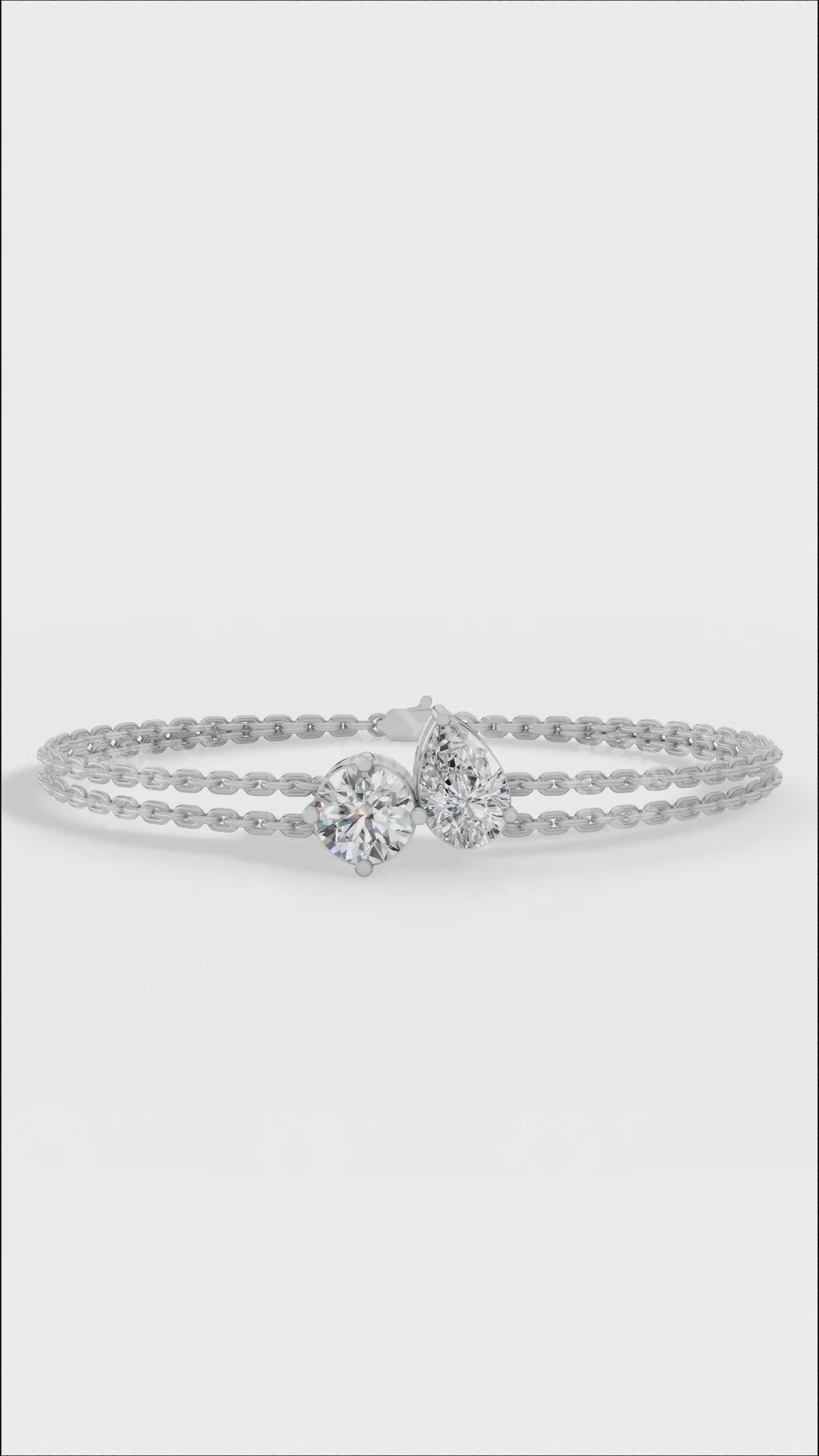 Toi Et Moi Pear & Round Cut Diamond Delicate Double-Strand Bracelet