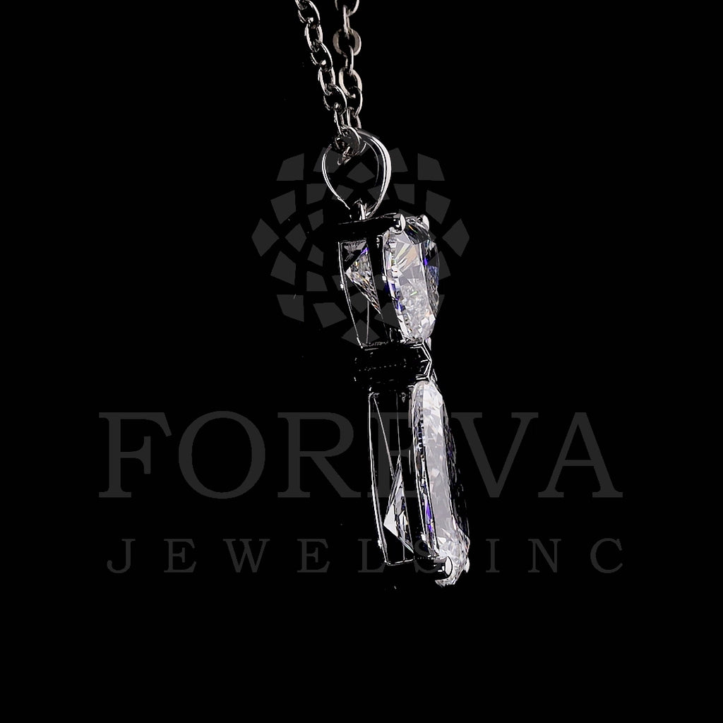 TWO STONE PENDENT EMBRACING PERFECT PEAR & HEART CUT SOLITAIR LAB GROWN DIAMOND