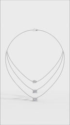 Triple Layered Necklace In Emerald & Pear Cut Lab Grown Diamond