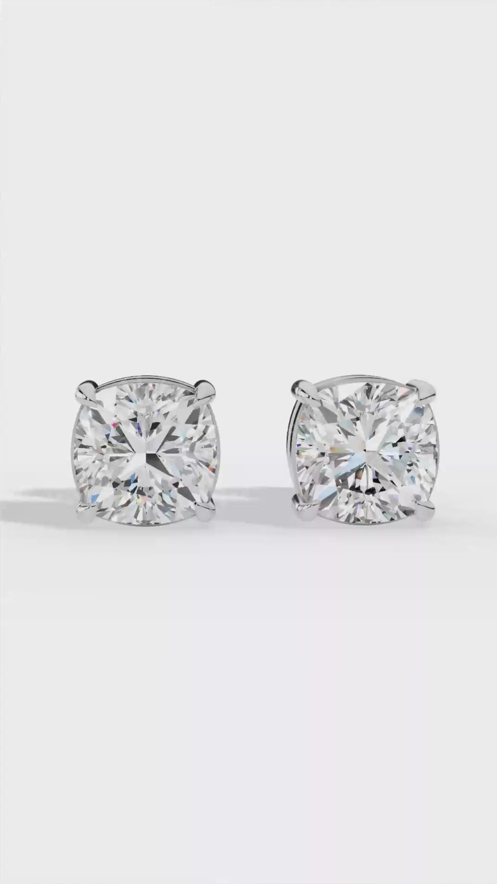 Cushion Cut Solitaire Stud Earrings 10K Rose Gold 2.17 CTW