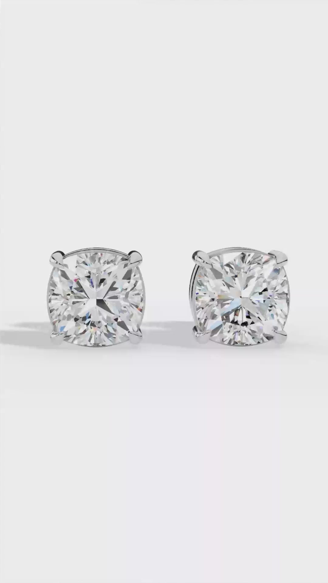Cushion Cut Solitaire Stud Earrings 10K Rose Gold 2.17 CTW