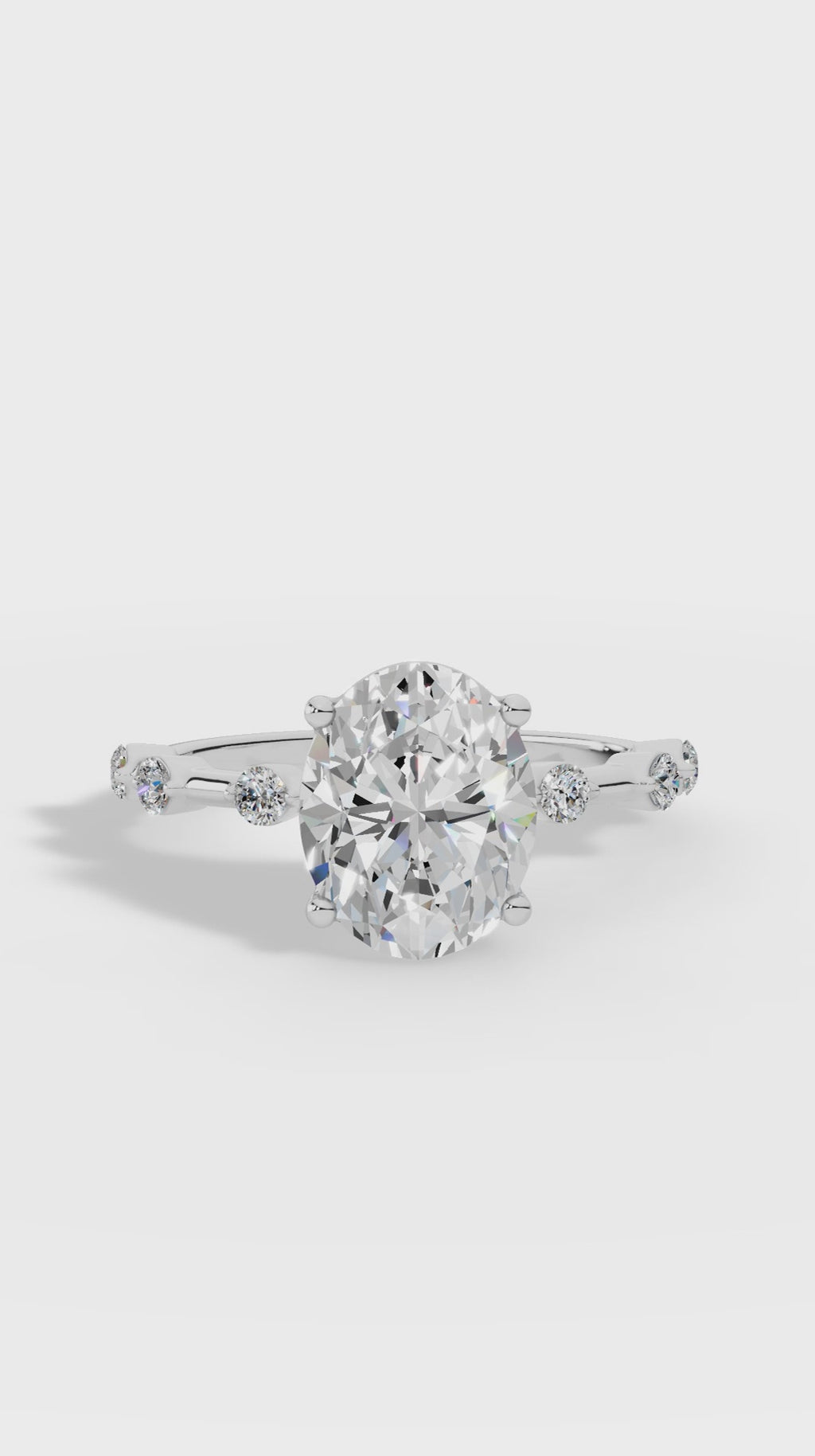 Oval Hidden Halo Ring In Oval & Round Cut Solitaire