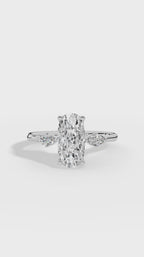 Elongated Three Stone Oval & Marquise Cut Engagement Ring