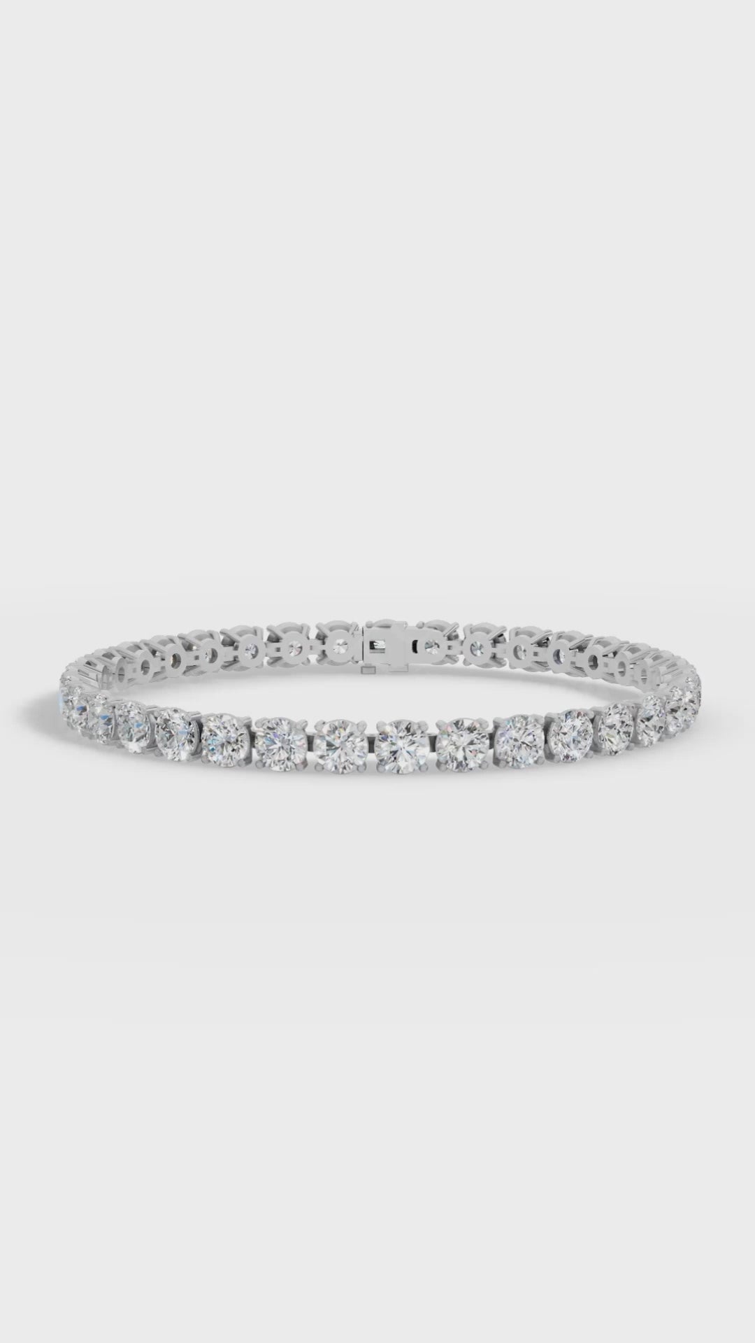 Elongated Four Prong Round Bracelet Tennis Bracelet 925 Sterling Silver 10 CTW
