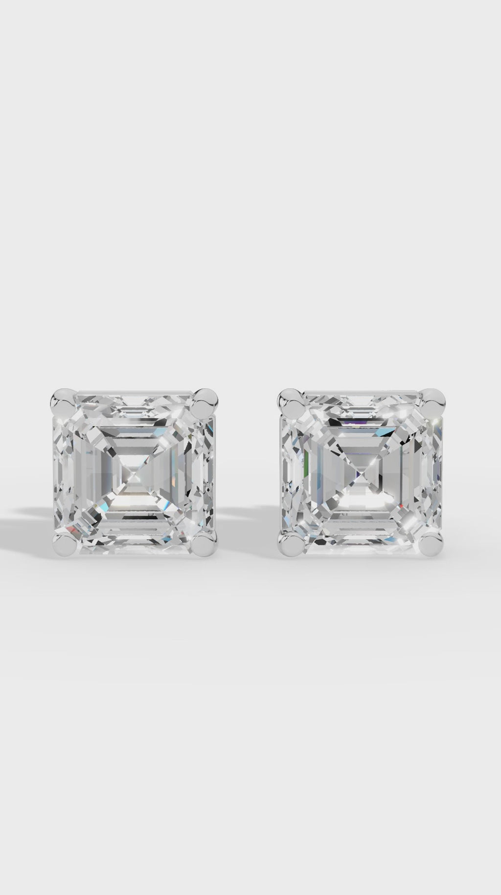 Princess Cut Solitaire Stud Earrings 10K White Gold 1.8 CTW