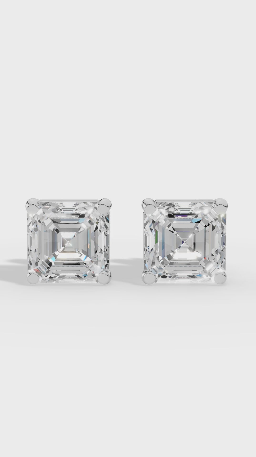 Princess Cut Solitaire Stud Earrings 10K White Gold 1.8 CTW