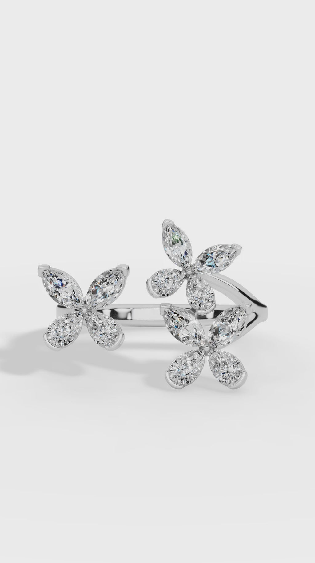 Classic Open Butterfly Ring In Pear And Marquise Cut 10K Yellow Gold 1.2 CTW