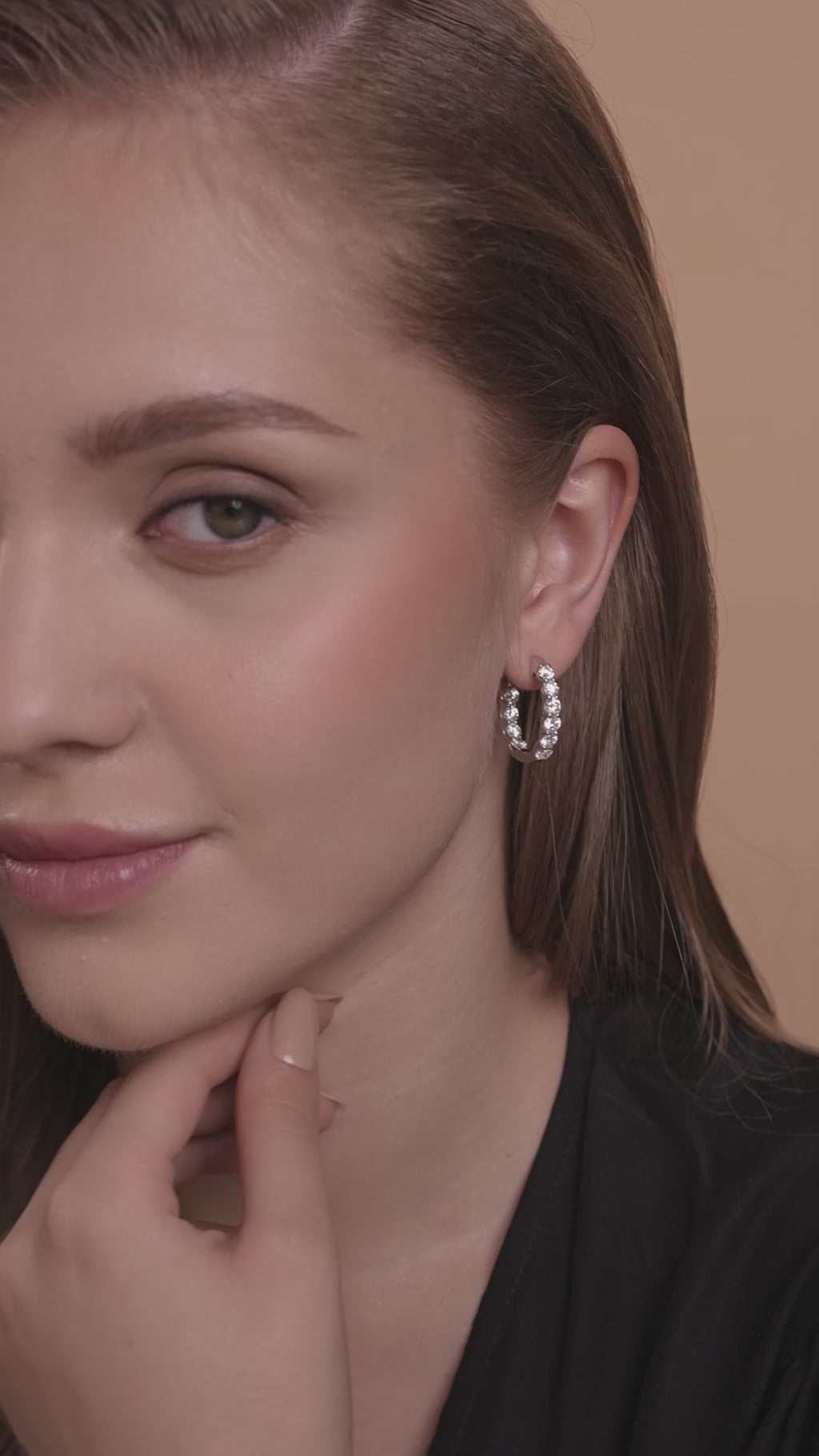 Minimalist Lab Grown Diamond Hoop Earrings in 10K Rose Gold 4.78 CTW