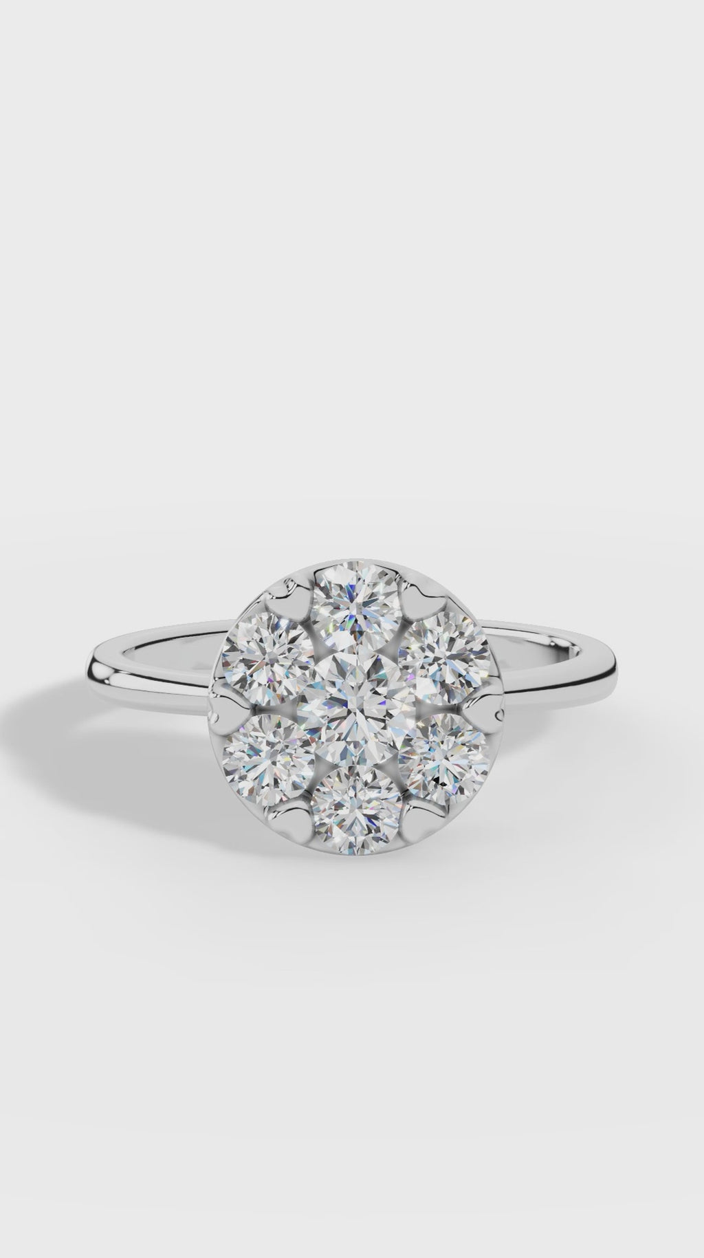 Heart Shaped Prong Clustered Brilliant Round Cut Ring