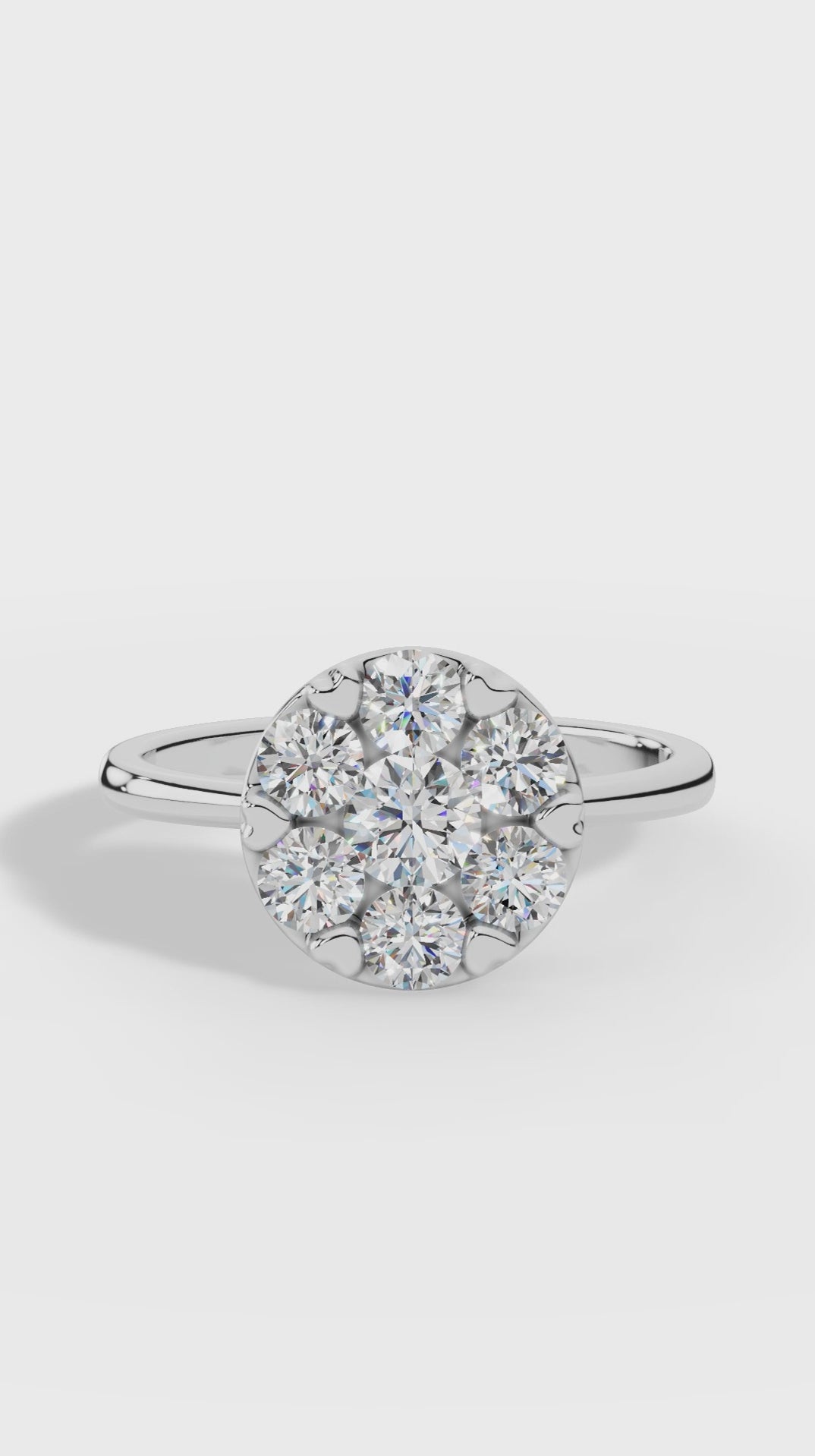 Heart Shaped Prong Clustered Brilliant Round Cut Ring