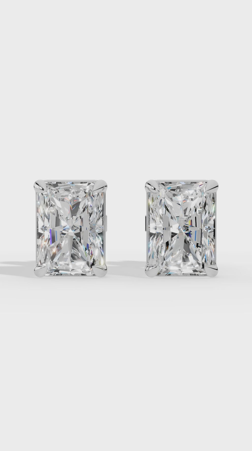 Radiant Cut Solitaire Stud Earrings 10K White Gold 2.0 CTW