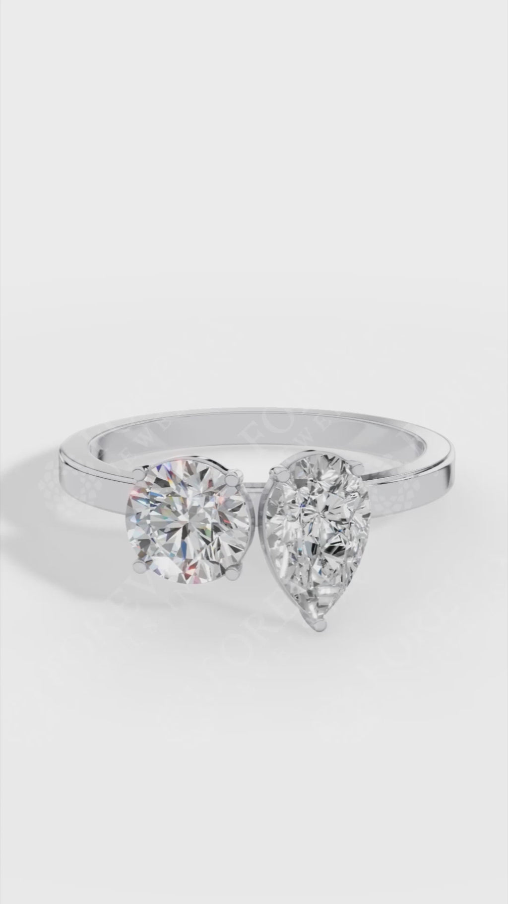 Toi Et Moi Pear And Round Cut Ring 18K Yellow Gold 1.65 CTW