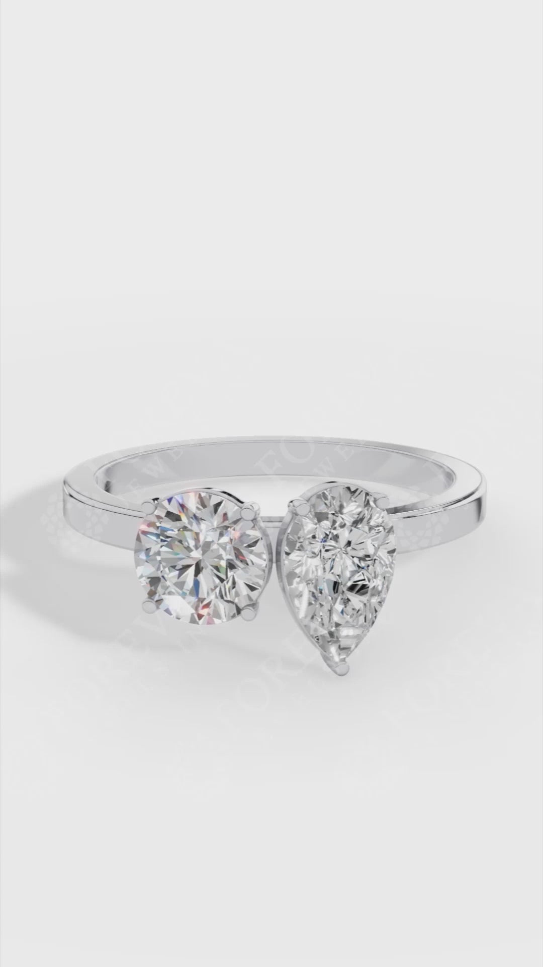 Toi Et Moi Pear And Round Cut Ring 18K Rose Gold 1.65 CTW