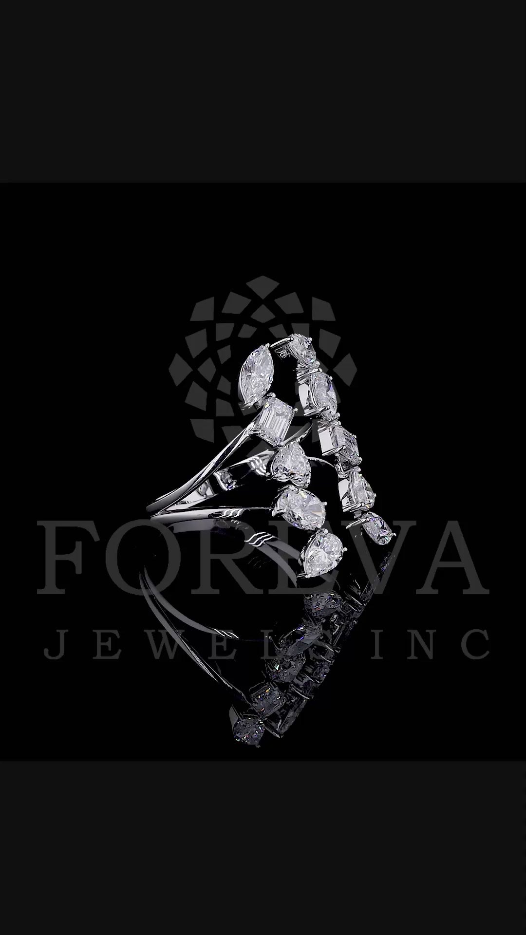 VERTICAL GAP RING WITH FANCY SHAPE SOLITAIRE LAB GROWN DIAMONDS
