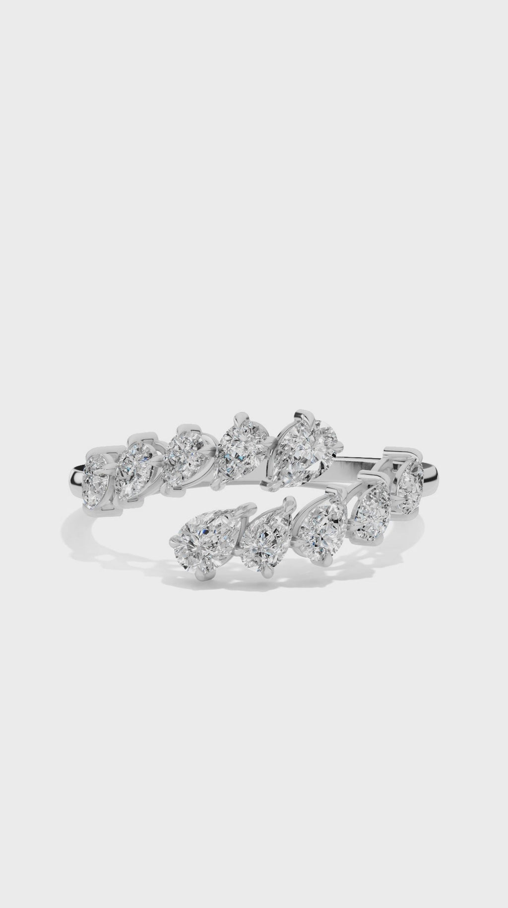 Pear cut lab grown diamond bypass ring 0.7 CTW in 18K white gold