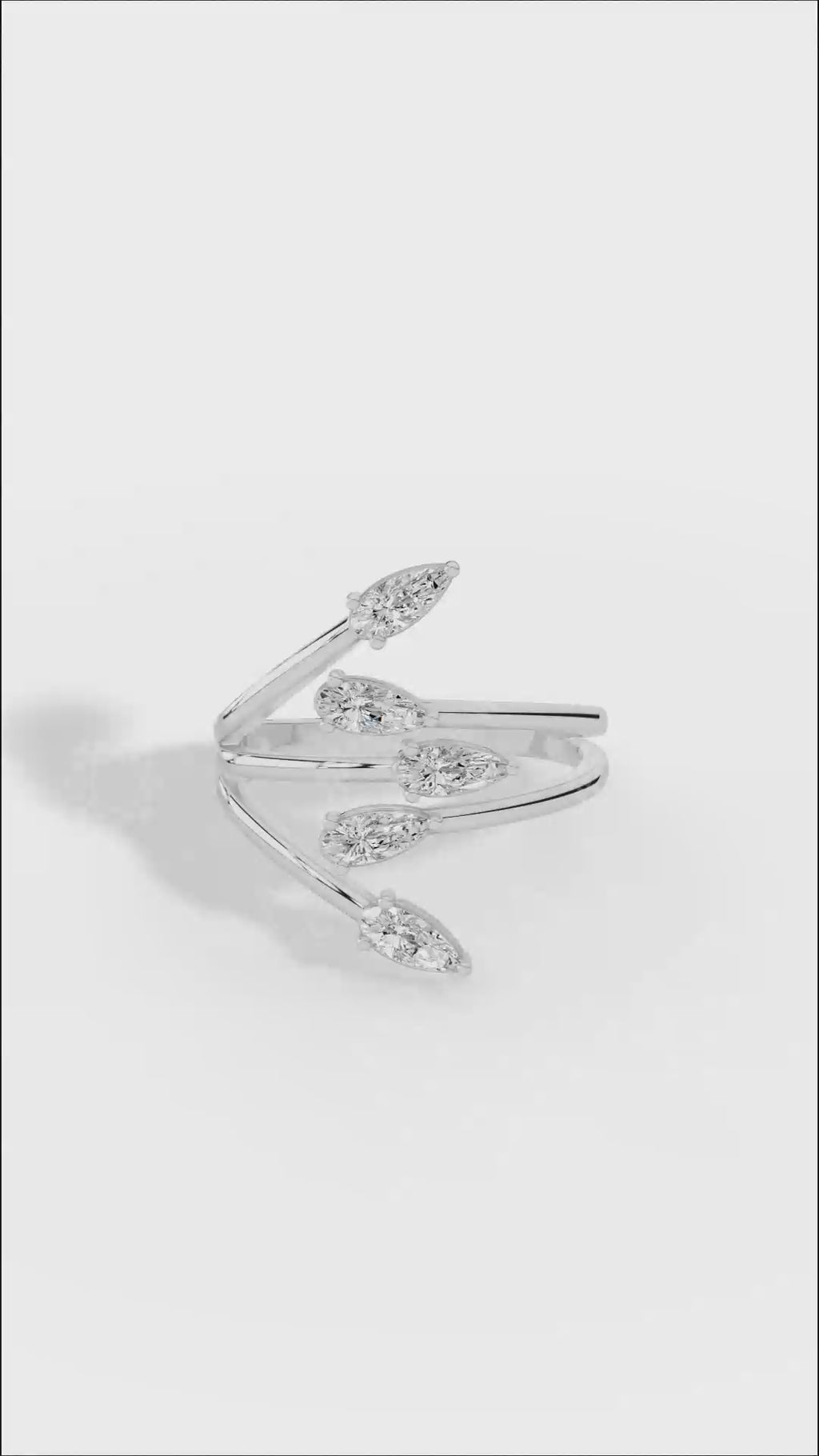 Branch & Leaf Multi Stone Bypass Pear Cut Lab Grown Diamond Wedding Ring