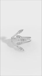 Branch & Leaf Multi Stone Bypass Pear Cut Lab Grown Diamond Wedding Ring