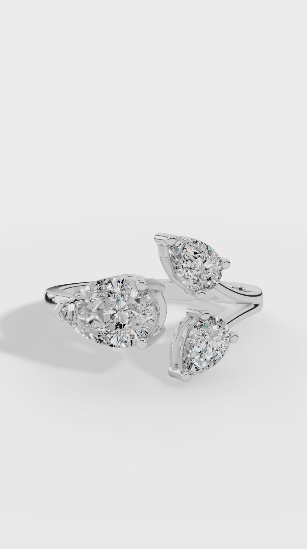 Open Floral Ring In Pear Cut