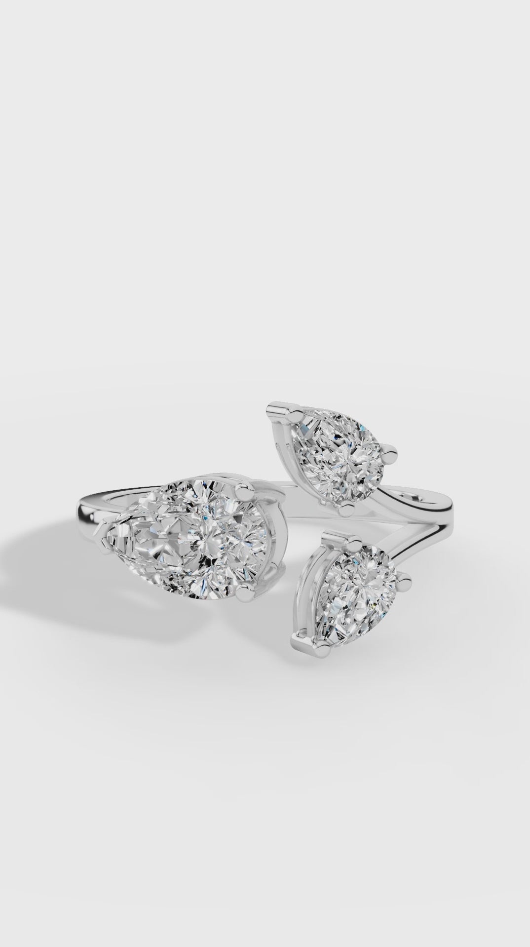 Open Floral Ring In Pear Cut