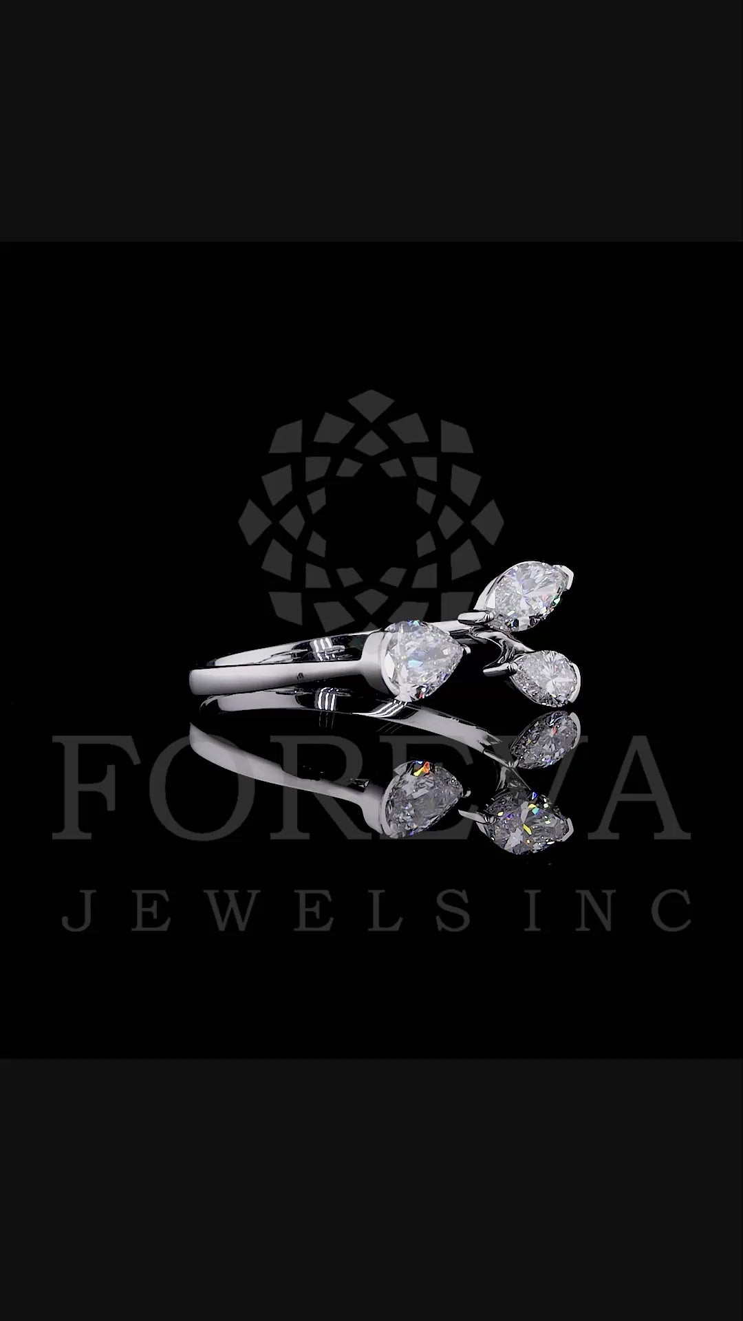 PEAR TRIO RING WITH MARQUISE CUT SOLITAIRE LAB GROWN DIAMOND