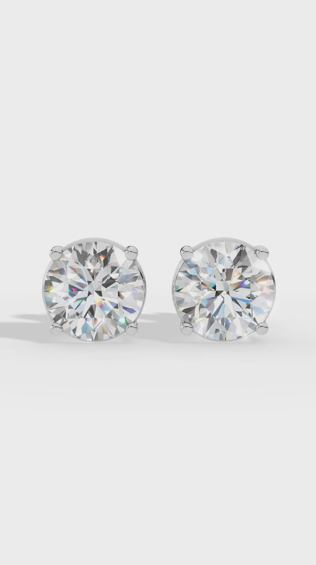 Round Cut Four Prong Solitaire Stud Earrings 10K Rose Gold 3.0 CTW