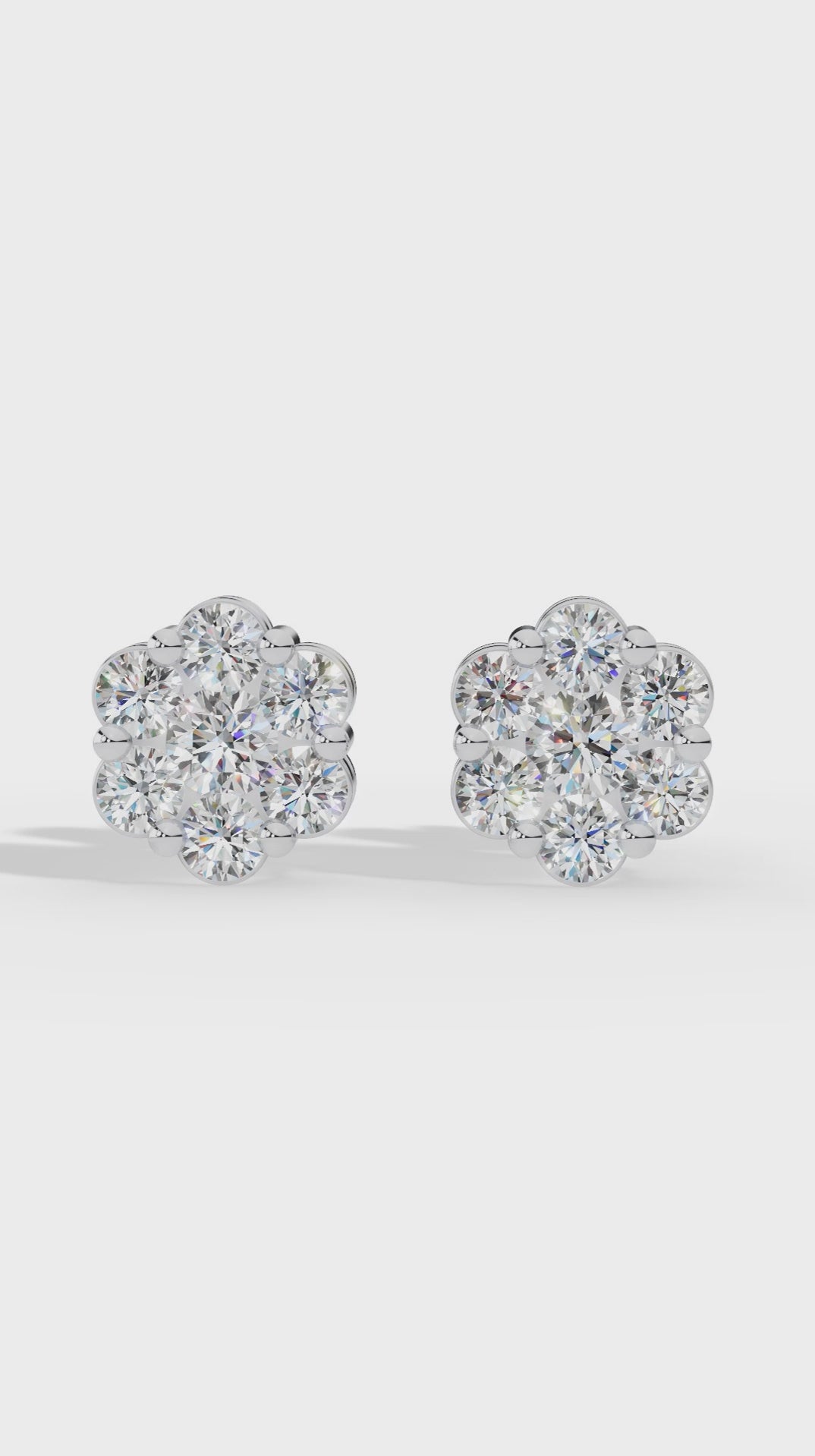 Brilliant Round Cut In Cluster Stud Earrings 925 Sterling Silver 0.48 CTW