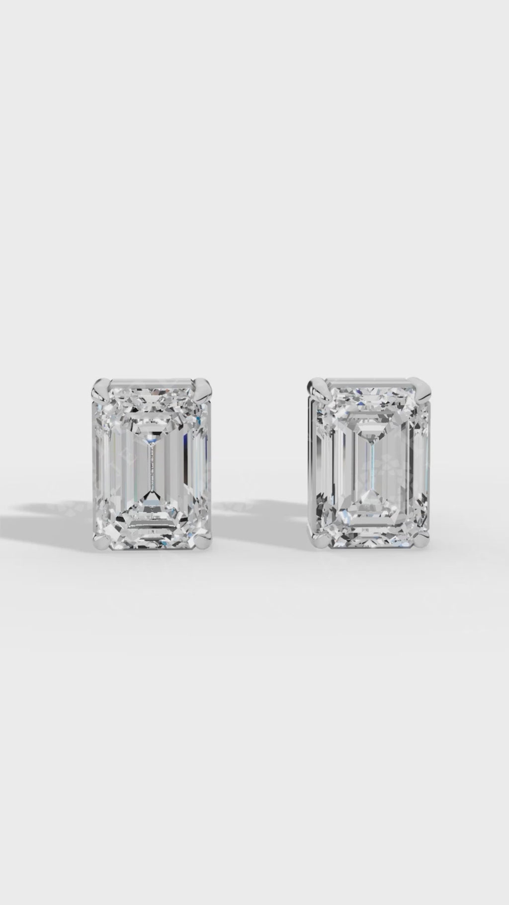 Emerald Cut Solitaire Stud Earrings 10K White Gold 1.8 CTW