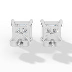 Princess Cut Solitaire Four Prong Basket Lab Grown Diamond Stud Earrings White Gold Back