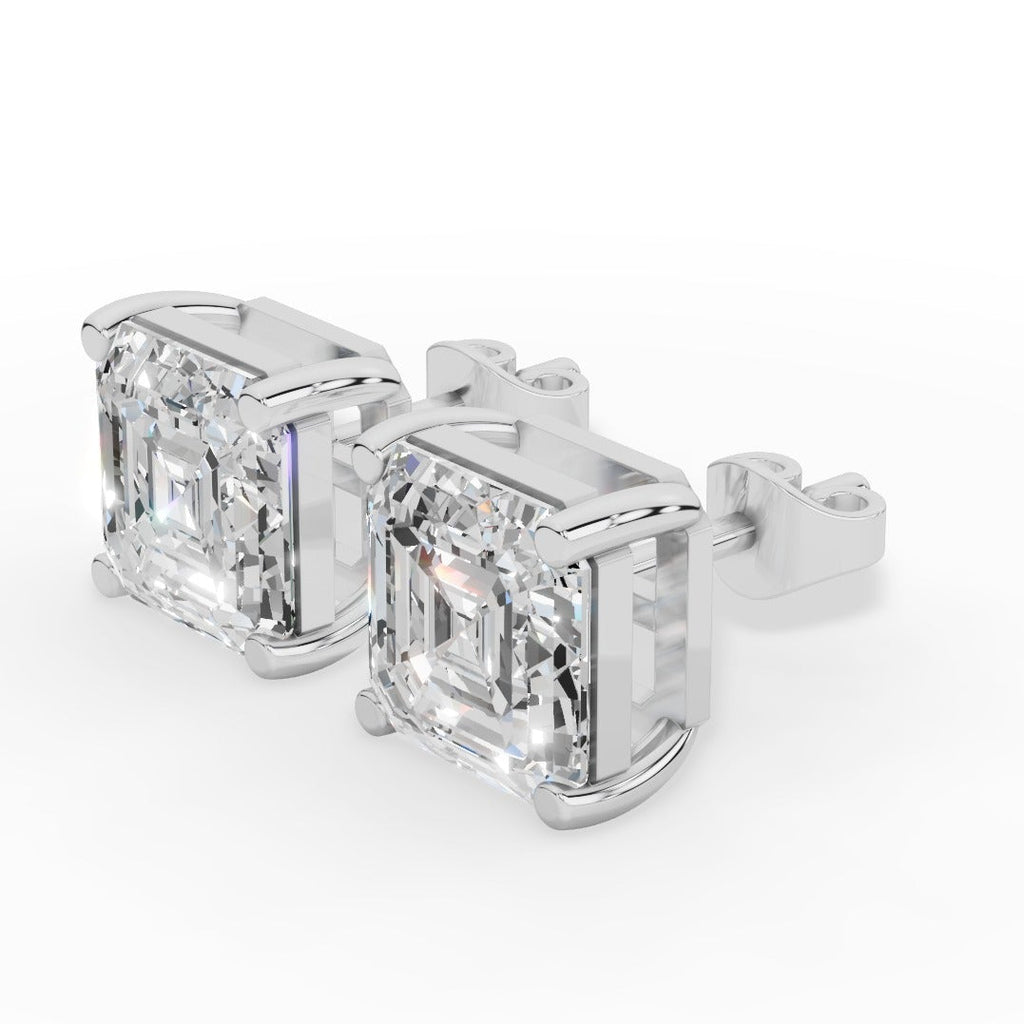 Princess Cut Solitaire Lab-Grown Diamond Stud Earrings 18k white gold
