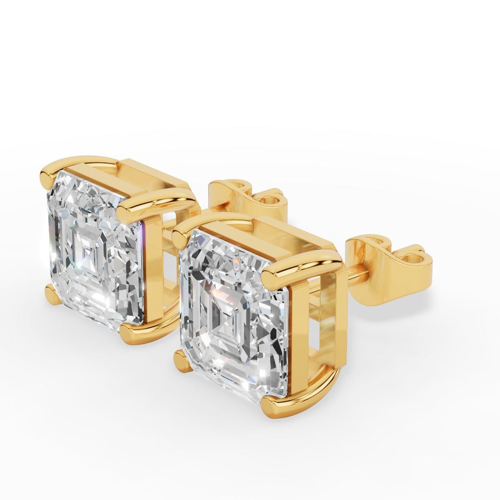 Princess Cut Solitaire Lab-Grown Diamond Stud Earrings 18k yellow gold