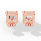 Princess Cut Solitaire Lab-Grown Diamond Stud Earrings rose gold back
